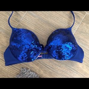 Blue sequin Victoria secret bikini top